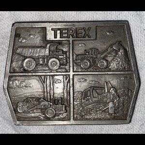 Vtg Terex GM Heavy Machinery Bulldozer Trencher Dump Truck Belt buckle